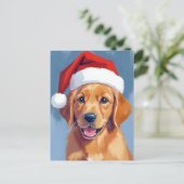 Santa Paws | Golden Retriever Puppy Christmas シーズンポストカード (スタンド正面)