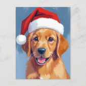 Santa Paws | Golden Retriever Puppy Christmas シーズンポストカード (正面)