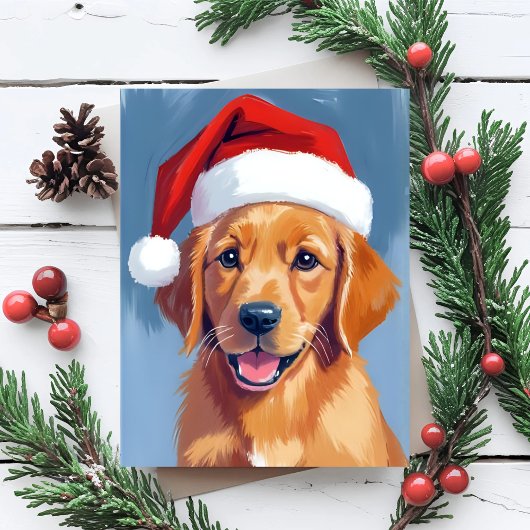 Santa Paws | Golden Retriever Puppy Christmas シーズンポストカード