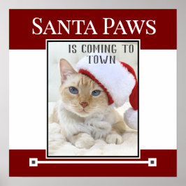 Santa Paws Is Coming To Town Christmas Poster ポスター