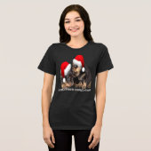 Santa Paws Is Coming To Town Cute Rottweiler Xmas トライブレンドTシャツ (正面全面)