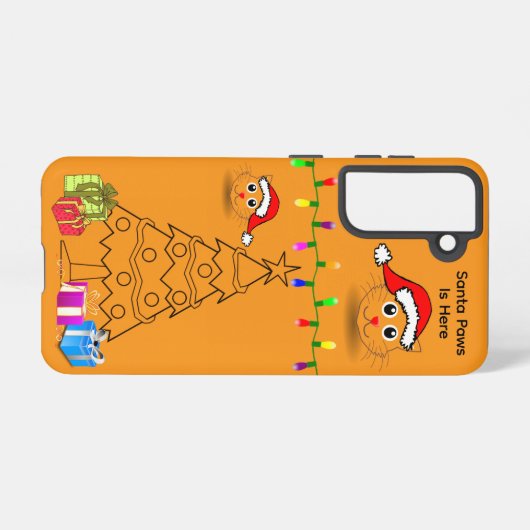 Santa Paws Is Here Cat Galaxy Case – Orange Samsung Galaxyケース (裏面横)