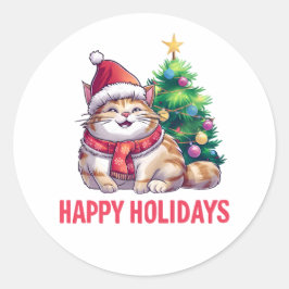 Santa Paws Says Happy Holidays ラウンドシール