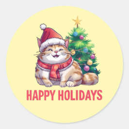 Santa Paws Says Happy Holidays ラウンドシール