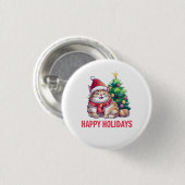 Santa Paws Says Happy Holidays 缶バッジ (正面&裏面)