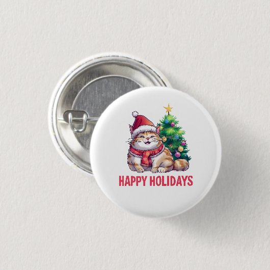 Santa Paws Says Happy Holidays 缶バッジ (正面&裏面)