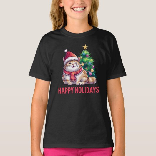Santa Paws Says Happy Holidays Tシャツ (正面)