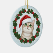 Santa Paws Smiling Cat Christmas Ornament  セラミックオーナメント (右)