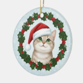 Santa Paws Smiling Cat Christmas Ornament  セラミックオーナメント (左)