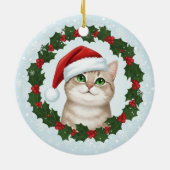 Santa Paws Smiling Cat Christmas Ornament  セラミックオーナメント (裏面)