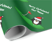 Santa penguin cartoon on golf course fun Christmas ラッピングペーパー (ロールコーナー)