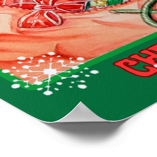 SANTA PENGUIN TAKING NOTES CHECKING EM TWICE  ポスター (角)