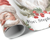 Santa Personalize Name Christmas Large Scale ラッピングペーパー (ロールコーナー)