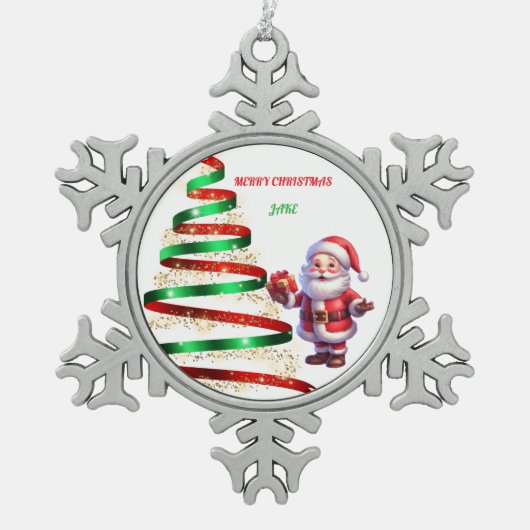 SANTA PEWTER SNOWFLAKE ORNAMENT スノーフレークピューターオーナメント (正面)