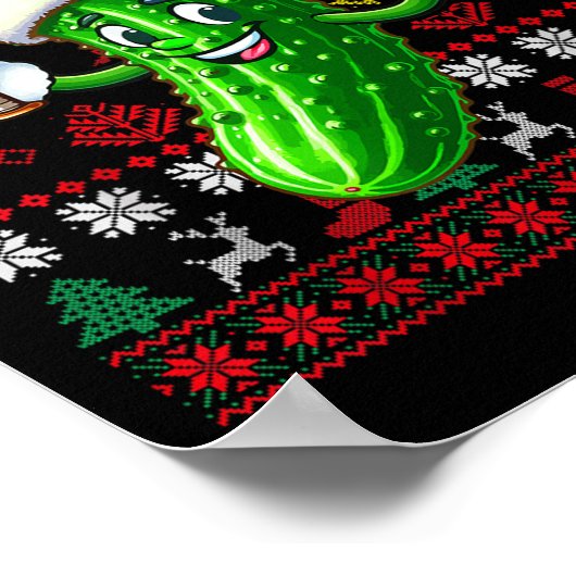 Santa Pickle Playing Baseball Xmas Player Vegan Sw ポスター (角)