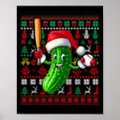Santa Pickle Playing Baseball Xmas Player Vegan Sw ポスター (正面)