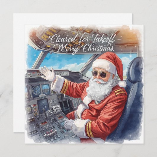 Santa Pilot Cleared for takeoff Christmas Flight シーズンカード (正面/裏面)