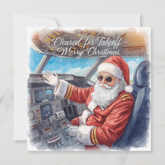 Santa Pilot Cleared for takeoff Christmas Flight シーズンカード (正面)