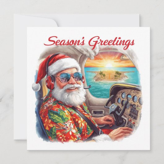 “Santa Pilot  in the Cockpit Aviation themed  シーズンカード (正面)