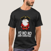 Santa Pirate Yo Ho Ho Arry Eye Patch Captain Tシャツ (正面)