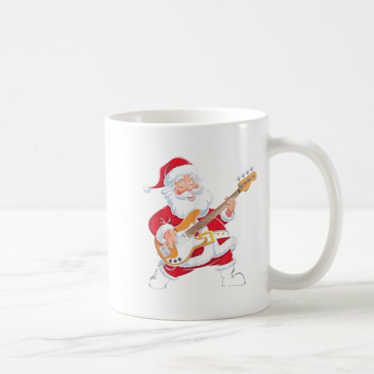Santa Playing A B Guitar Xmas Christmas コーヒーマグカップ (右)