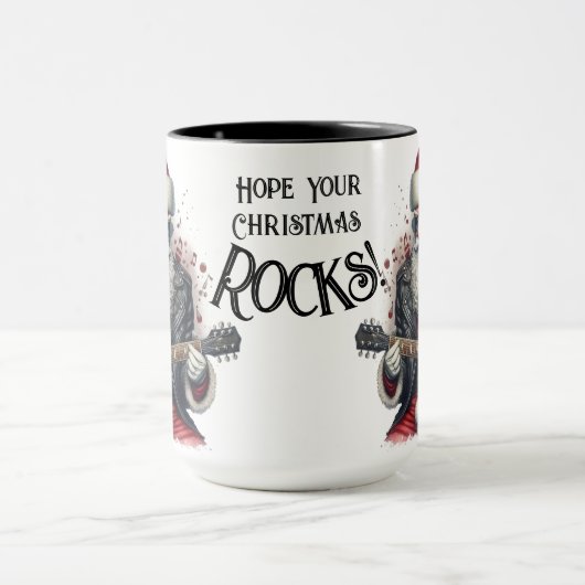 Santa Playing an Electric Guitar Coffee Mug Cup マグカップ (中央)
