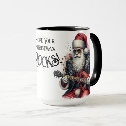 Santa Playing an Electric Guitar Coffee Mug Cup マグカップ (正面右)