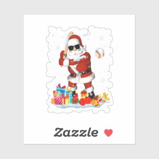 Santa Playing Baseball Cool Christmas Santa Baseba シール (シート)