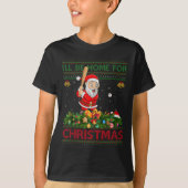 Santa Playing Baseball Ugly Xmas Sweater Style Chr Tシャツ (正面)