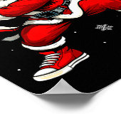 Santa Playing Baseball Xmas Funny Christmas Baseba ポスター (角)