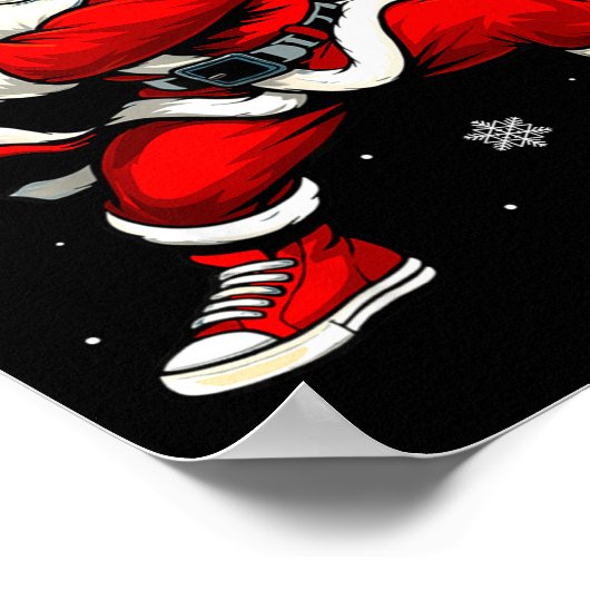 Santa Playing Baseball Xmas Funny Christmas Baseba ポスター (角)