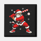 Santa Playing Baseball Xmas Funny Christmas Baseba マグネット (正面)