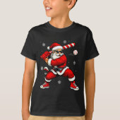 Santa Playing Baseball Xmas Funny Christmas Baseba Tシャツ (正面)
