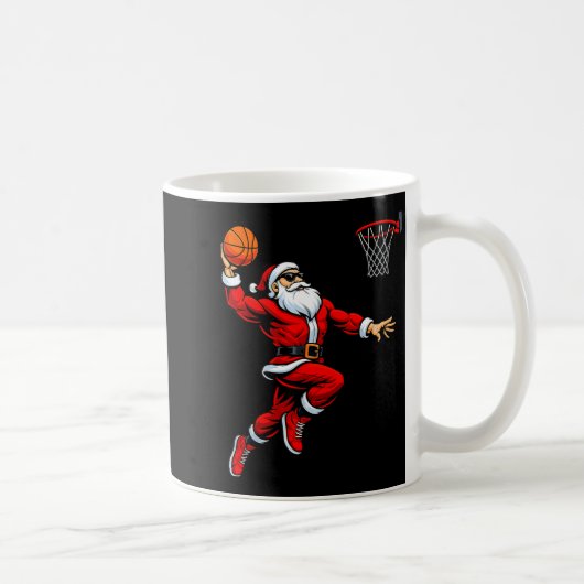 Santa Playing Basketball Xmas Funny Christmas Bask コーヒーマグカップ (右)
