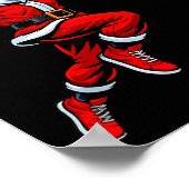 Santa Playing Basketball Xmas Funny Christmas Bask ポスター (角)