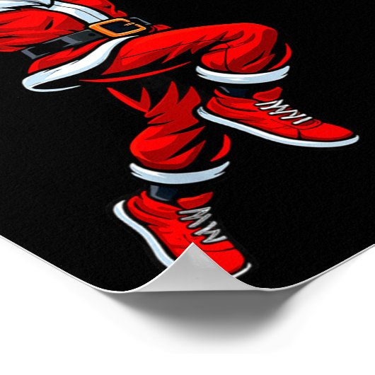 Santa Playing Basketball Xmas Funny Christmas Bask ポスター (角)