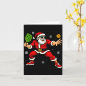 Santa Playing Ckleball Xmas Funny Christmas Ckleba カード (黄色い花)