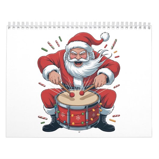 Santa Playing Drums Christmas Drummer Xmas カレンダー (カバー)