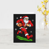 Santa Playing Football Xmas Funny Christmas Footba カード (黄色い花)