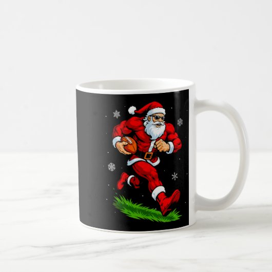 Santa Playing Football Xmas Funny Christmas Footba コーヒーマグカップ (右)