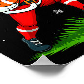 Santa Playing Football Xmas Funny Christmas Footba ポスター (角)