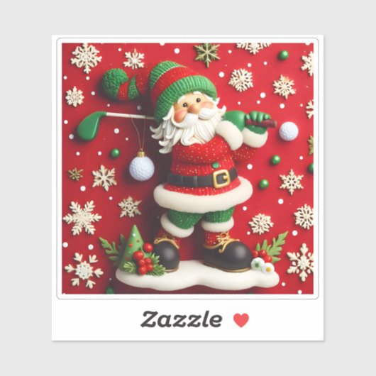 Santa Playing Golf in Winter シール (シート)