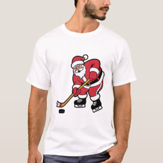 Santa Playing Hockey Christmas Sports Design Tシャツ