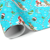 Santa Playing Ice Hockey Christmas Pattern ラッピングペーパー (ロールコーナー)