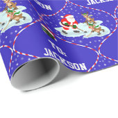 Santa Playing Ice Hockey Christmas Personalized ラッピングペーパー (ロールコーナー)