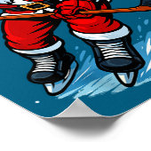 Santa Playing Ice Hockey Xmas Funny Christmas Hock ポスター (角)