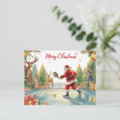 Santa Playing Pickleball at a Christmas Party シーズンポストカード (スタンド正面)