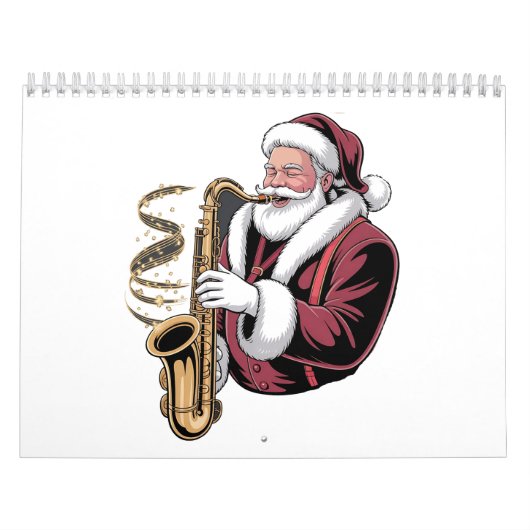 Santa Playing Saxophone Xmas Musician Saxophonist  カレンダー (カバー)