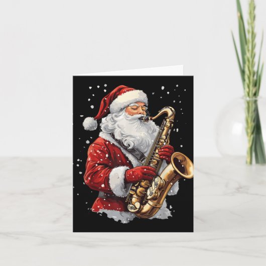 Santa Playing Saxophone Xmas Musician Saxophonist  カード (正面)