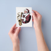 Santa Playing Saxophone Xmas Musician Saxophonist  チラシ (手)